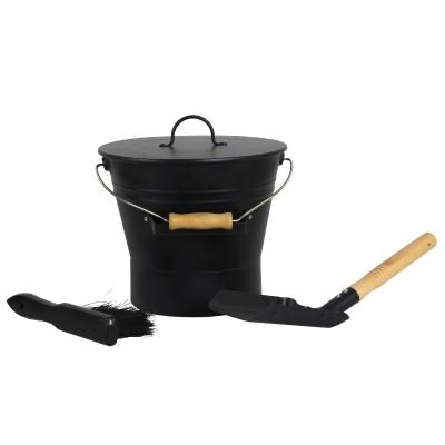 China Oval Ash Bucket Promotional Log Holder with Shovel Kit Garden Fireplace Bucket for sale