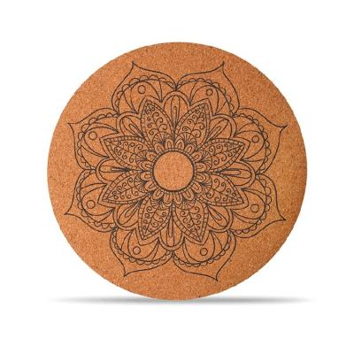 China Good Quality Custom Logo Cork Round Yoga Mat Natural Rubber Logo Exercise Yoga Non Slip Round Portable Inflatable Yoga Mats for sale