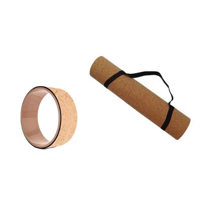 China Yoga Mat Cork Fitness Yoga Wheel of Natural Rubber Yoga Exercise + Cork Yoga Mat Set As A for sale