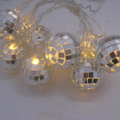 China String Light 10LED Disco Ball Mirror Ball String Lights For Party Christmas Decoration for sale