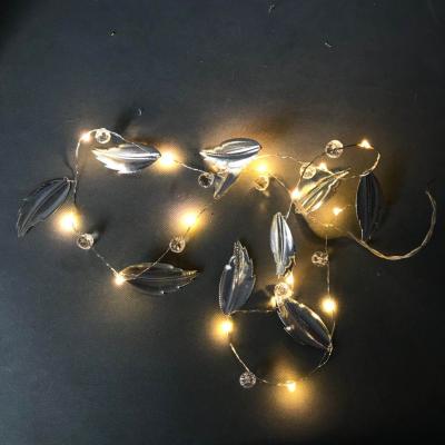 China Europe Christmas Customizes Wholesale Hanging LED String Lights With Silver Leaves for sale