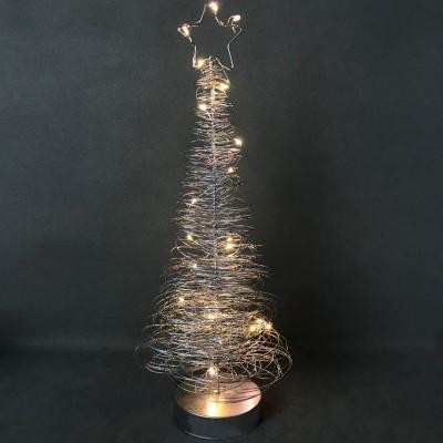 China 2020 Silver Europe Wire Christmas Tree Stand LED Light Festivals Decoration Night Light Christmas Ornament for sale