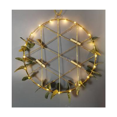 China home & green type circle holiday decoration christmas lamp christmas leaves and flowers battery light for sale