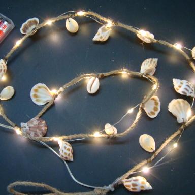 China Nautical Interior New Design Shell Battery Led Seashells String Natural Light for sale