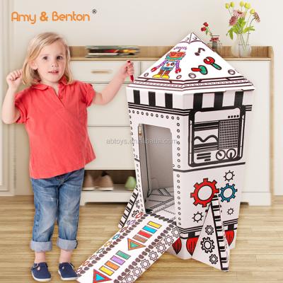 China Hot sale diy painting toy doodle paper 3d paper intelligence development house model educational drawing toy for kids for sale