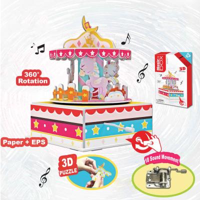 China Music Playing 2020 A Newly Developed 3D Carousel Puzzle Music Box For Kids for sale