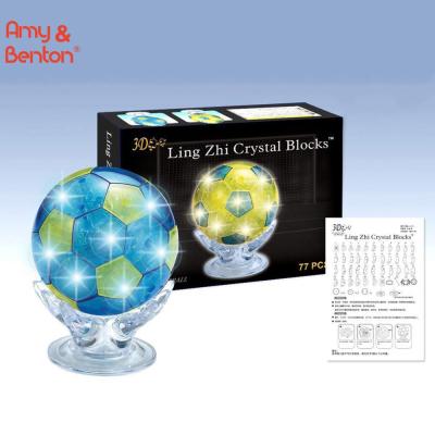 China DIY 3D TOY Shining Crystal Football Shape Puzzle With LED Light for sale