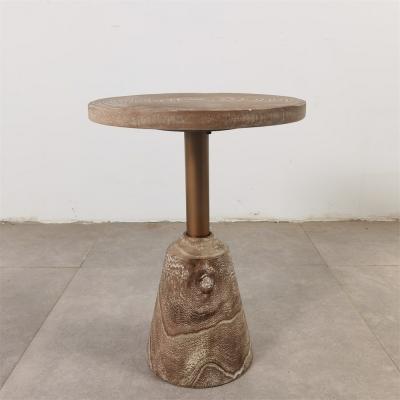 China Industrial Modern Weathered Finish Vintage Bedside Table Modern Popular Small Round Side Table for sale