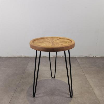 China Industrial Elm Wood Furniture Nice Reclaimed Wood Top And Iron Legs Table Corner Side Table for sale