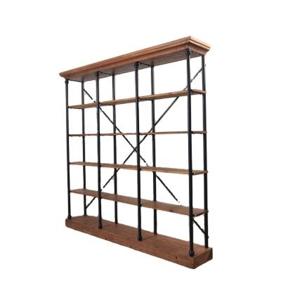 China Luxury Adjustable Pine (Height) Old Wooden Display Stand And Iron Frame Shelf Vintage Rustic Style for sale