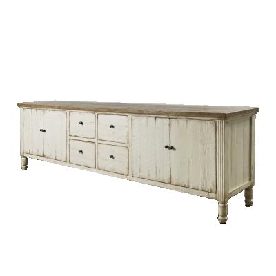 China Reclaimed Furniture Wood Reclaimed Pine Wood Furniture Antiqued Rustic Distressed Paint Tv Table Cabinet for sale