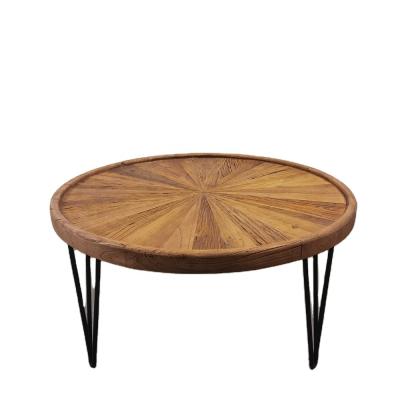 China (Size) old elm wood furniture metal iron frame adjustable base reclaimed table round and rectangular table for sale