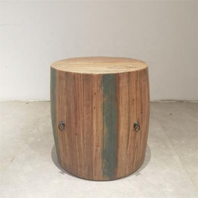 China Old Style Home Furniture Living Room Wood Rustic Color Reclaimed Round Recycled Old Elm Solid Wood Stool for sale