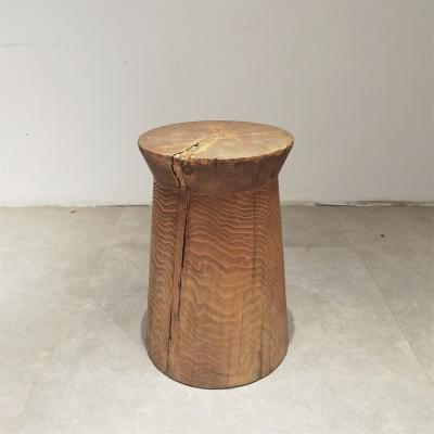 China Old Wood Designer Furniture Solid Old Wood Weathered Weathered Elm Wood Special Shaped Repurposed Recycled Stool For Homestay for sale