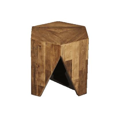 China Old Wood Designer Furniture Solid Old Wood Weathered Weathered Elm Wood Special Shaped Repurposed Recycled Stool For Homestay for sale