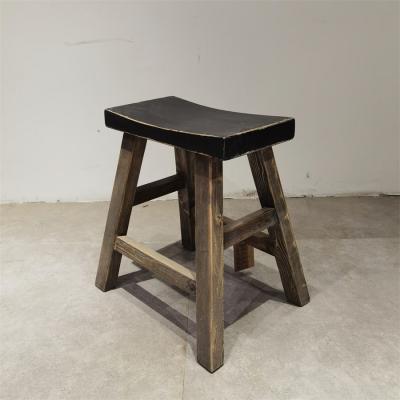 China Old Style Home Furniture Living Room Wooden Rustic Antique Reclaimed Solid Wood Elm Old Recycled Stool For Homestay for sale