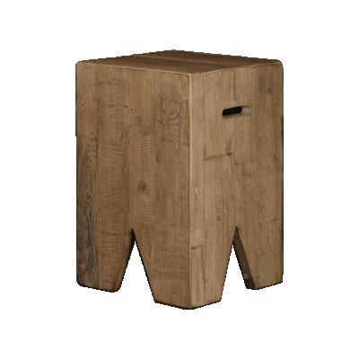 China Old Style Home Furniture Living Room Wooden Rustic Antique Reclaimed Square Solid Wood Recycled Old Elm Stool For Homestay for sale