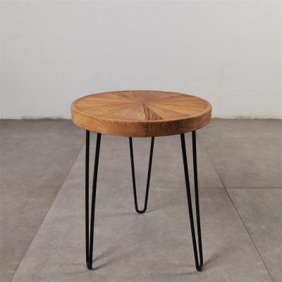 China Old Industrial Old Elm Wood Small Coffee Table Simple Round End Table Side Table Small For Living Room for sale