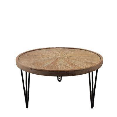 China Old Old Elm Coffee Table End Table Solid Wood Indoor Living Room Furniture Rustic Wood Round Side Table For Living Room for sale