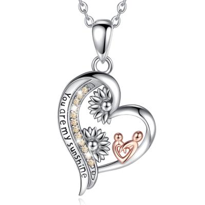 China 925 Sterling Silver Lead Free Nickel Free You Are My Sunshine Mother Pendant Necklaces For Women Mom for sale