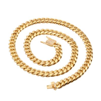 China Wholesale FASHIONABLE Hip Hop Jewelry Stainless Steel Cuban Gold Plated Rope Chain Necklaces For Men for sale