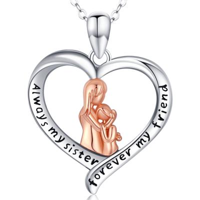 China 925 Lead Free Nickel Free Sterling Silver Friendship Jewelry Birthday Gift Big Sister Little Sister Pendant Necklace for sale