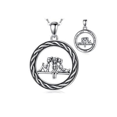 China Lead Free 925 Sterling Silver Custom Sister Always Forever 3 Best Friends Pendant Necklace for sale