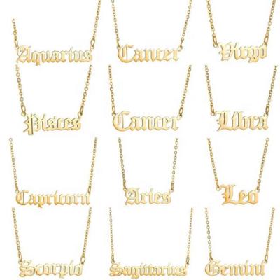 China TRENDY Gold Plated Star Constell Horoscope Personalized 12 Zodiac Sign Pendant Necklace for sale