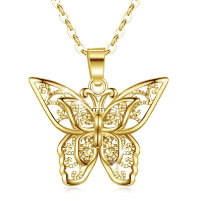 China Changda Environmental Friendly Wholesale Gold Plated Women Butterfly Jewelry Copper Pendant Necklace for sale