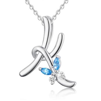 China Eco Friendly 925 Sterling Silver Butterfly Diamond Initial Letter Jewelry Personalized Pendant Necklace for sale