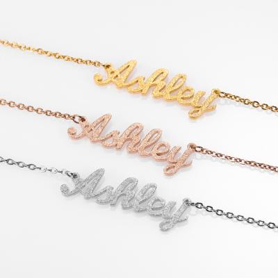 China TRENDY Stainless Steel Silver Gold Plated Personalized Custom Letter Nameplate Necklace for sale