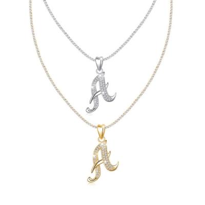 China 925 Sterling Silver Personalized Jewelry TRENDY Alphabet Initial Letter 26 Pendant Necklace for sale