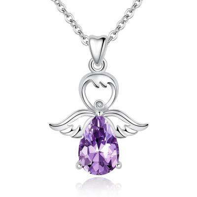 China FASHIONABLE Wing Charm Guardian Angel Jewelry 925 Sterling Pure Silver Pendant Necklace for sale