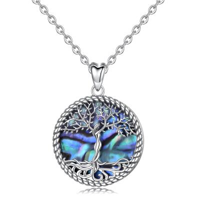 China FASHIONABLE Changda 925 Sterling Silver Abalone Shell Pearly Tree Of Life Necklace Pendant for sale