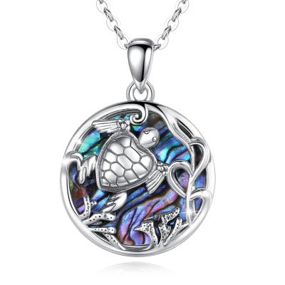 China FASHIONABLE 925 Sterling Silver Blue Opal Pearly Sea Turtle Pendant Necklace Jewelry for sale