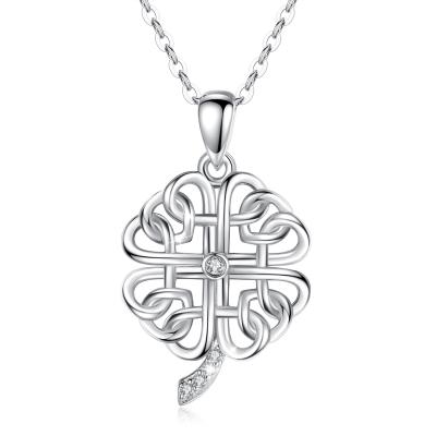 China FASHIONABLE Women's Good 925 Sterling Silver Lucky Clover Shaped 4 Four Leaf Pendant Necklace for sale