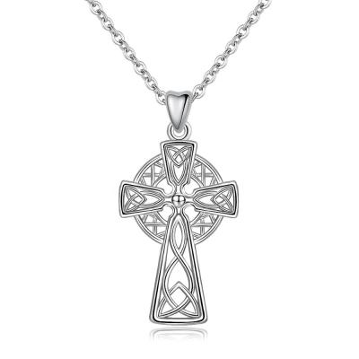 China FASHIONABLE Custom Tasty Celtic Cross Shape Women's Sterling Silver 925 Sterling Silver Women's Pendant Necklace for sale