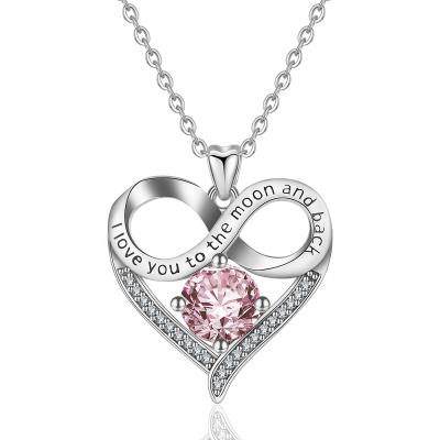 China FASHIONABLE 925 Sterling Silver Zircon Girlfriend Heart Charm Pendant Necklace for sale