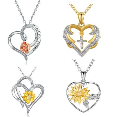 China FASHIONABLE wholesale Changda valentine gifts 18k love heart rose valentine's jewelry necklaces for sale