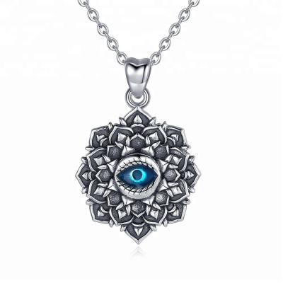 China Wholesale FASHIONABLE Antique Blue Eye Popular Oxidized Silver Necklace for Good Luck for sale