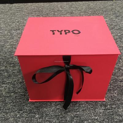 China Recycled Materials custom logo book shape box Luxury silk ribbon handle Paper Packaging Gift Box for sale