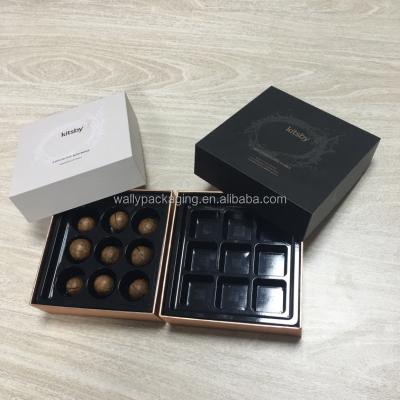 China Recycled Materials 9pcs luxury chocolate box with Divider Insert Cookie Chocolate Packing Box With tray bon bons packaging box gift for sale