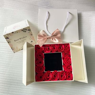 China Recycled Materials luxury two doors open rose gift box life rose Christmas gift packaging jewelry box for sale