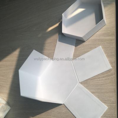 China Recycled Materials Slide Flap Custom logo Luxury Wine Gift Rigid Cardboard Black Paper Packaging Hexagon folding Box for sale