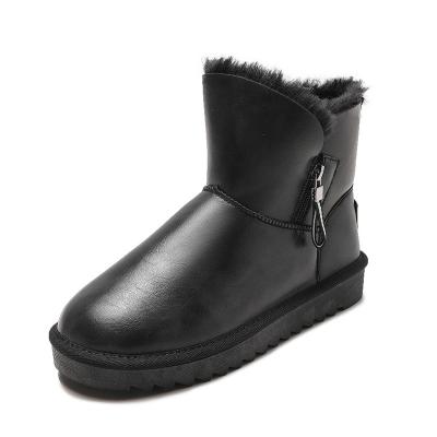 China Fashion Trend Women's Youth Sheepskin Winter Non-slip Snow Boots Flat Shoes British Style Waterproof Rubber Bottom for sale