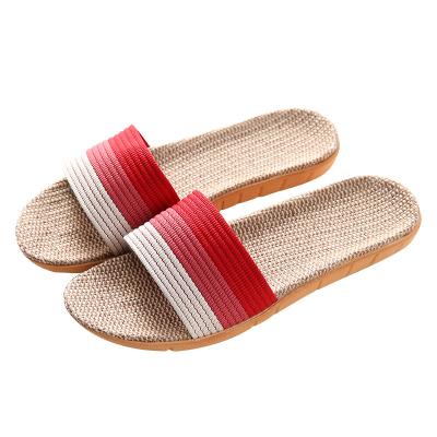 China New Summer Wholesale Lightweight Women's Slippers Canvas Slippers Women's Single Soft Thick Home Indoor Quiet Single Couples Floor Wooden Slippers for sale