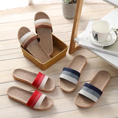 China New Summer Wholesale Lightweight Home Indoor Slippers Canvas Men's Thick Sole Single Soft Sole Couple Non-slip Slippers for sale