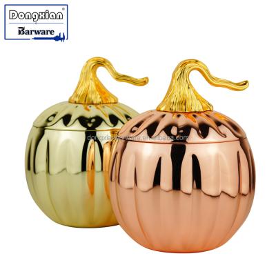 China Sustainable Pumpkin Mug With Straw Cushaw Cup Cuaurbit Mug Stainless Steel With Copper Plating 500ml And 700ml Color for sale