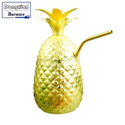 China Sustainable Pineapple Mug With Copper Color, With Straw for sale