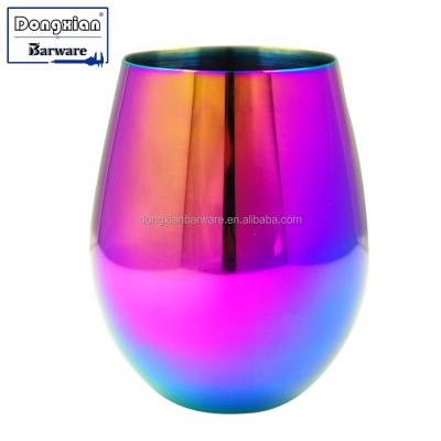 China Viable Stemless Rainbow Color Wine Cup Stainless Steel Wine Cup Iridescent Wine Glasses for sale